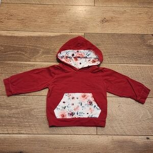 Red Cozy Floral Hoodie Sweatshirt 6-9m